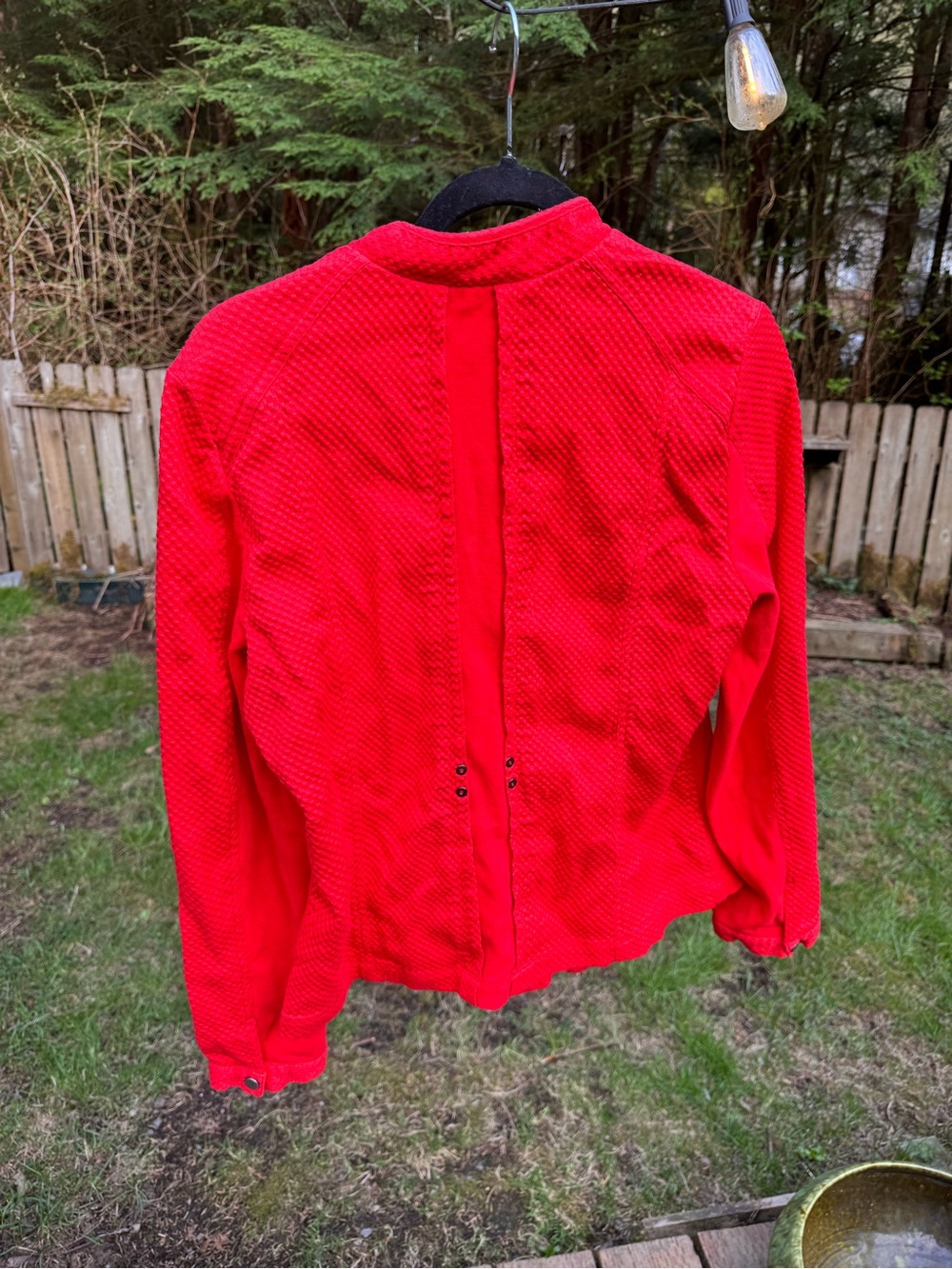 Tribal Bright Red Textured Zip-Front Jacket - Picture 6 of 7